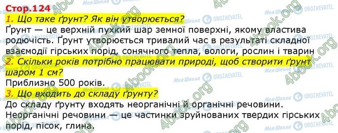 ГДЗ Природознавство 5 клас сторінка Стр.124 (1-3)